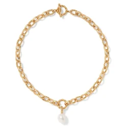 Best The Met Store Cypriot Twist Pearl Chain Pendant Necklace and Triple-Hoop Earrings Set