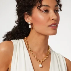 The Met Store Cypriot Twist Pearl Double-Drop Earrings