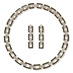 The Met Store European Buckle Enamel Collar Necklace and Drop Earrings Set