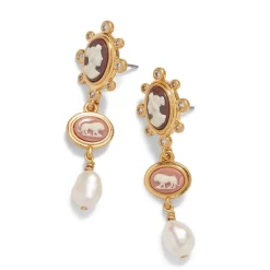Best The Met Store European Cameo Charm Necklace and Drop Earrings Set