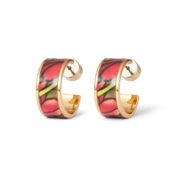 The Met Store Favrile Tulip Enamel Hoop Earrings