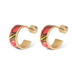 The Met Store Favrile Tulip Enamel Hoop Earrings