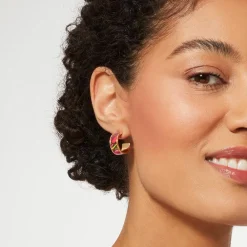 The Met Store Favrile Tulip Enamel Hoop Earrings