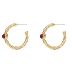 The Met Store Garnet Cabochon Twisted Hoop Earrings