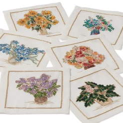 Discount The Met Store Kim Seybert Embroidered Bouquets Linen Cocktail Napkin Set