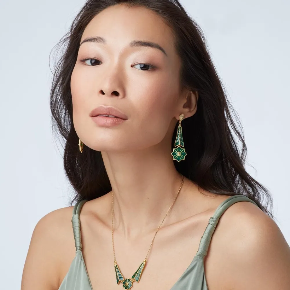 Sale The Met Store Lotus Pagoda Plique-à-Jour Long Drop Earrings