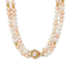 Clearance The Met Store Philippine Pearl Double-Strand Necklace and Linear Drop Earrings Set