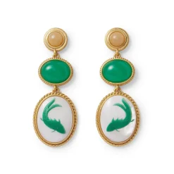 Clearance The Met Store Qing Bottle Fish Cameo Drop Earrings