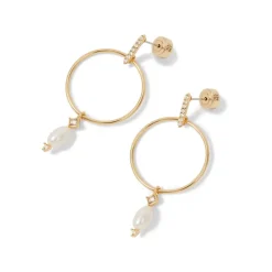 Sale The Met Store Royal Tudor Forward-Facing Hoop Earrings with Pearl Drops