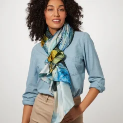 Outlet The Met Store Van Gogh Wheat Field with Cypresses Oversize Oblong Silk Scarf