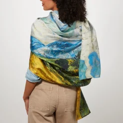 Outlet The Met Store Van Gogh Wheat Field with Cypresses Oversize Oblong Silk Scarf