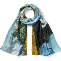 Outlet The Met Store Van Gogh Wheat Field with Cypresses Oversize Oblong Silk Scarf